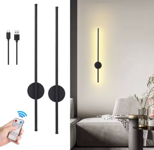 Wireless Rechargeable LED Slim Linear Wall Light With Remote Control 50cm - Black/Gold/White/Silver
