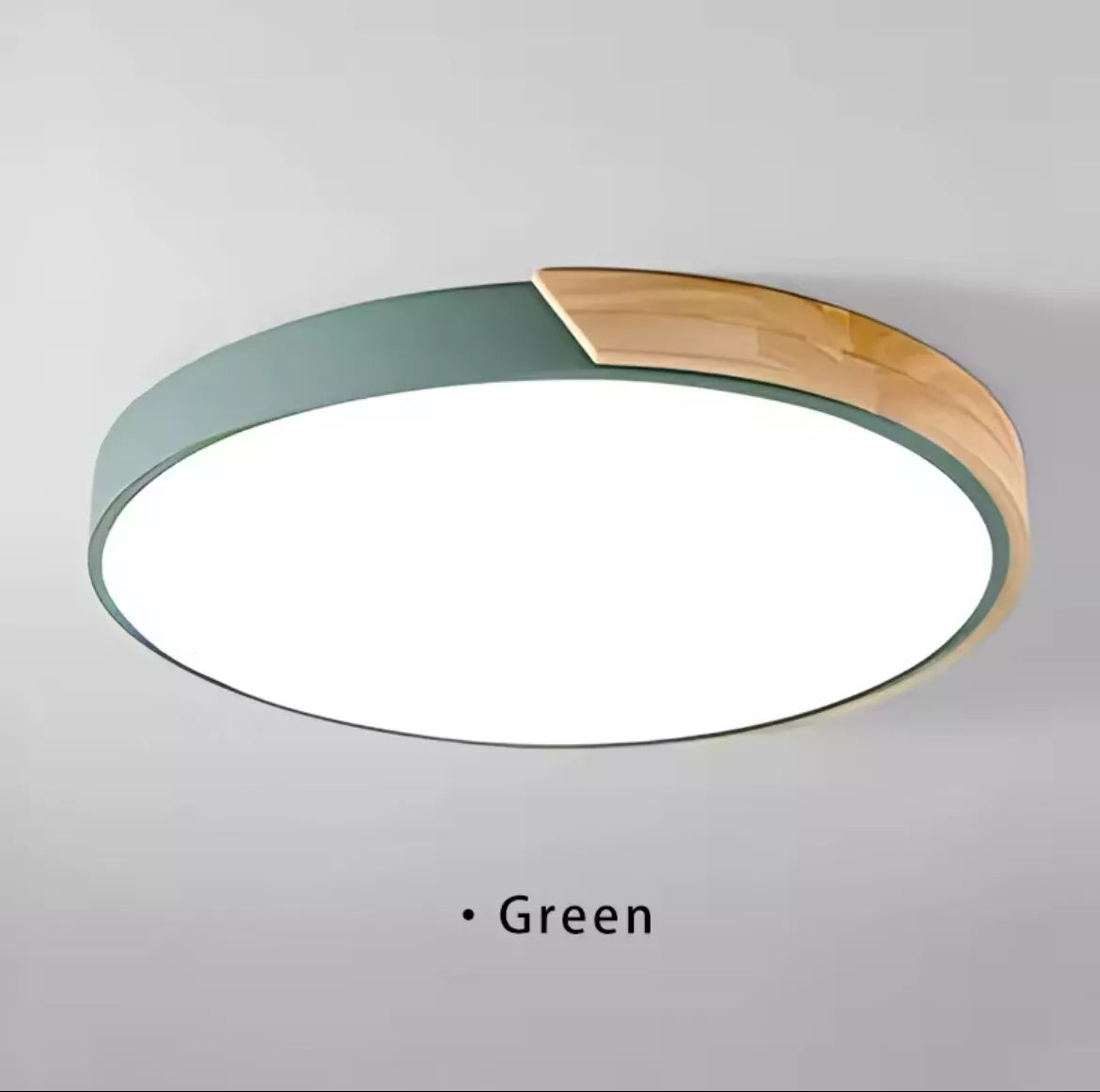 Simple Round Modern Flush Led Slim Ceiling Light With Wood Effect Detailing - Black/White/Yellow/Pink/Blue/Green
