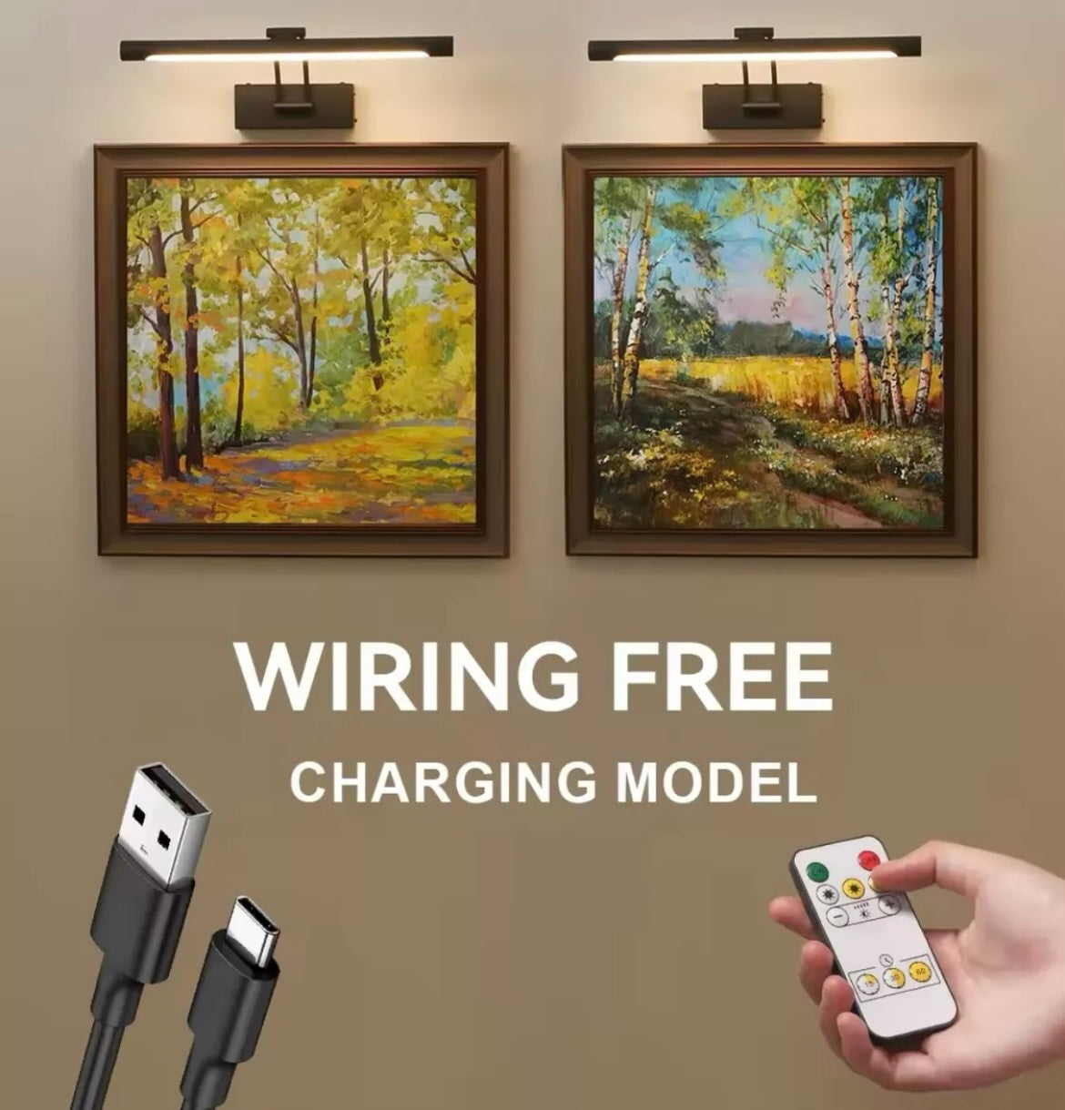 Wireless USB Rechargeable LED Wall Picture Light With Remote Control 40cm