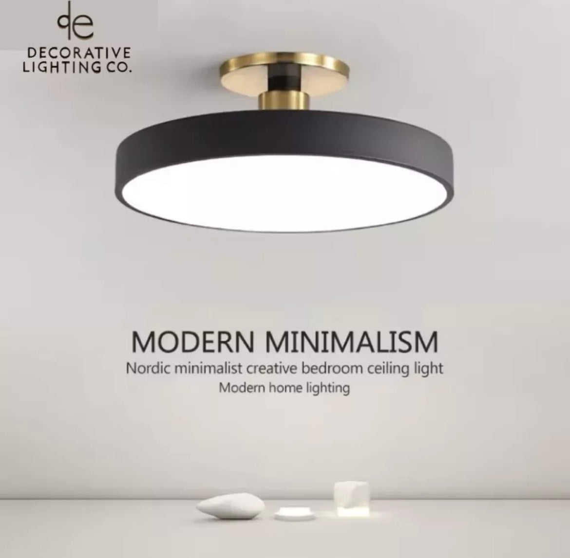 Nordic Semi Flush Round LED Ceiling Light Colourful Black - Choose Black Blue Yellow Pink White Grey