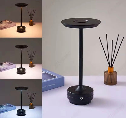 Wireless USB Rechargeable Touch Table Lamp Portable Knurled Gold, Black, Silver