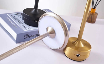 Wireless USB Rechargeable Touch Table Lamp Portable Knurled Gold, Black, Silver