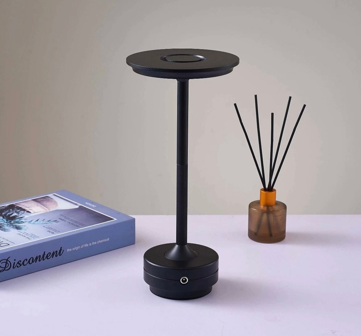 Wireless USB Rechargeable Touch Table Lamp Portable Knurled Gold, Black, Silver