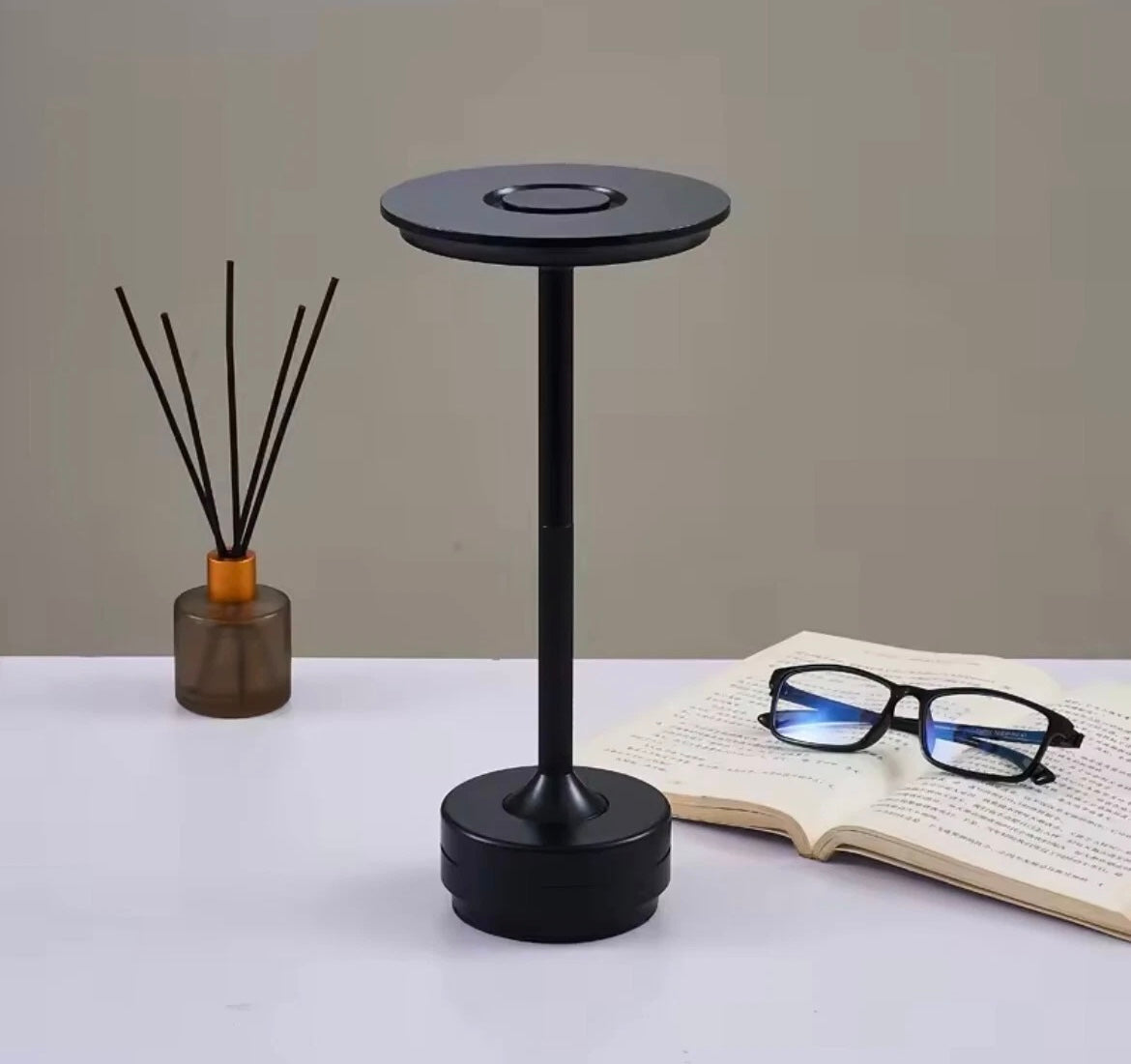 Wireless USB Rechargeable Touch Table Lamp Portable Knurled Gold, Black, Silver