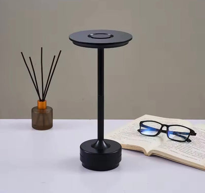 Wireless USB Rechargeable Touch Table Lamp Portable Knurled Gold, Black, Silver