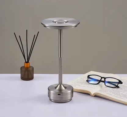 Wireless USB Rechargeable Touch Table Lamp Portable Knurled Gold, Black, Silver