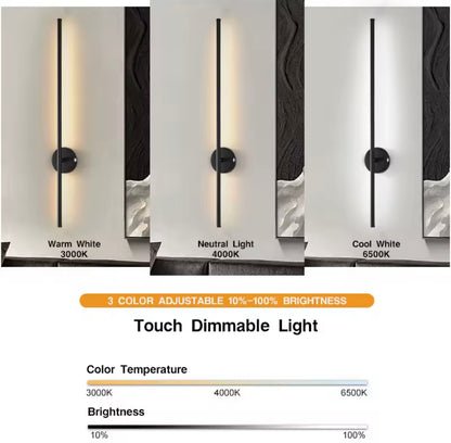 Wireless LED Wall Light Sconce USB Rechargeable Touch On/Off Black Modern Slim Stick Lamp - 40cm / 55cm
