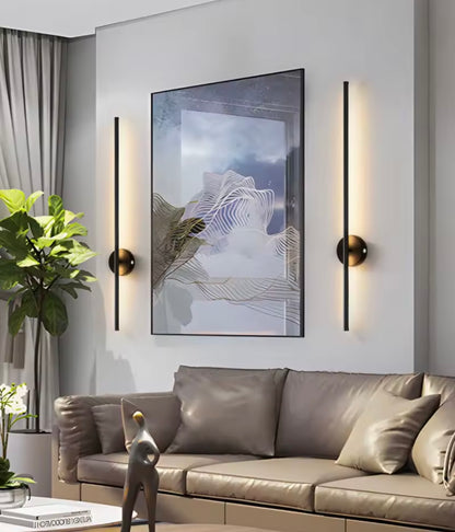 Wireless LED Wall Light Sconce USB Rechargeable Touch On/Off Black Modern Slim Stick Lamp - 40cm / 55cm