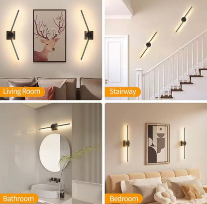 2 Pack Modern Black Rechargeable LED 3 Colour Dimmable Wall Light Sconce With Remote Control