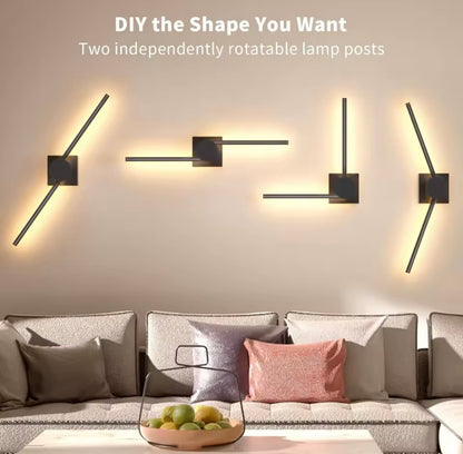 2 Pack Modern Black Rechargeable LED 3 Colour Dimmable Wall Light Sconce With Remote Control
