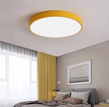 Simple Round Modern Flush Led Slim Ceiling Light - Black/White/Gold/Blue/Pink/Yellow/Green
