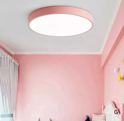 Simple Round Modern Flush Led Slim Ceiling Light - Black/White/Gold/Blue/Pink/Yellow/Green