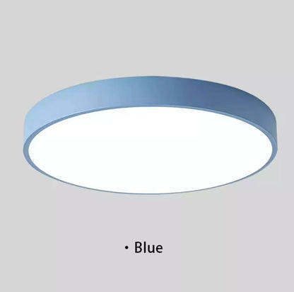 Simple Round Modern Flush Led Slim Ceiling Light - Black/White/Gold/Blue/Pink/Yellow/Green