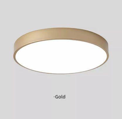 Simple Round Modern Flush Led Slim Ceiling Light - Black/White/Gold/Blue/Pink/Yellow/Green