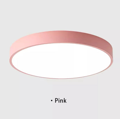 Simple Round Modern Flush Led Slim Ceiling Light - Black/White/Gold/Blue/Pink/Yellow/Green