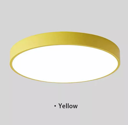 Simple Round Modern Flush Led Slim Ceiling Light - Black/White/Gold/Blue/Pink/Yellow/Green