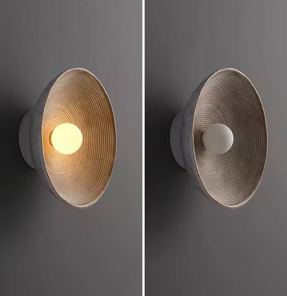 Nordic Round Circle Ribbed Effect Wall Light With Glass Centre Globe