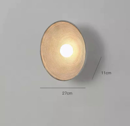 Nordic Round Circle Ribbed Effect Wall Light With Glass Centre Globe