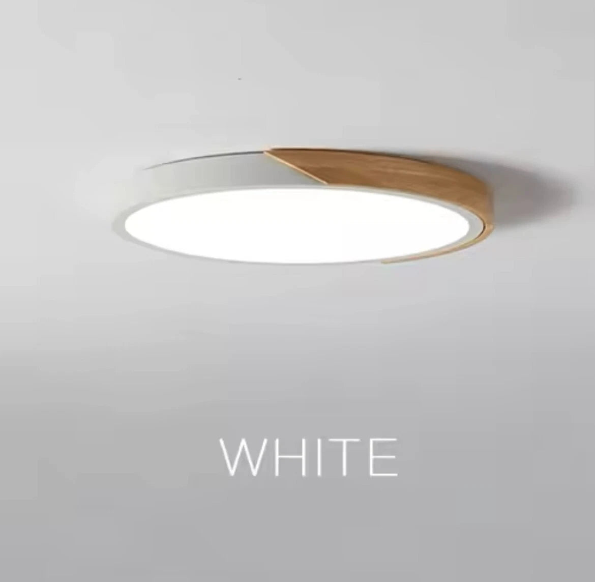 Simple Slim Round Modern Flush Led Ceiling Light With Wood Effect Trim - Pink/Yellow\Green\White\Black