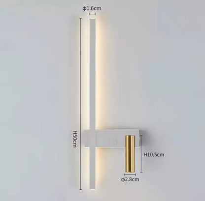 Modern Led Stick Wall Light C/W Adjustable Reader Wall Light For Bedroom - Black/Gold Or White/Gold