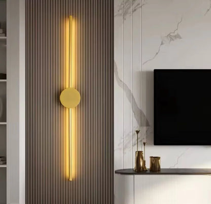 Slim LED Linear Stick Modern Wall Light In Gold