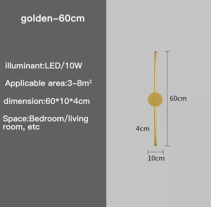 Slim LED Linear Stick Modern Wall Light In Gold