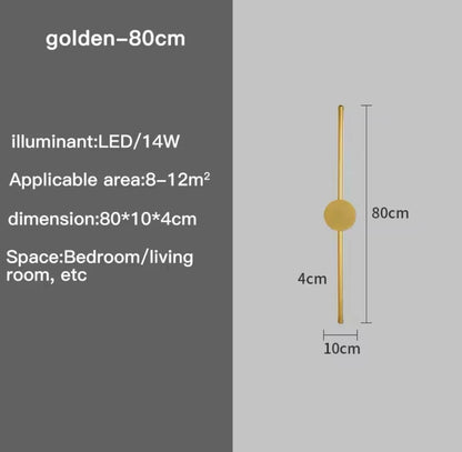 Slim LED Linear Stick Modern Wall Light In Gold