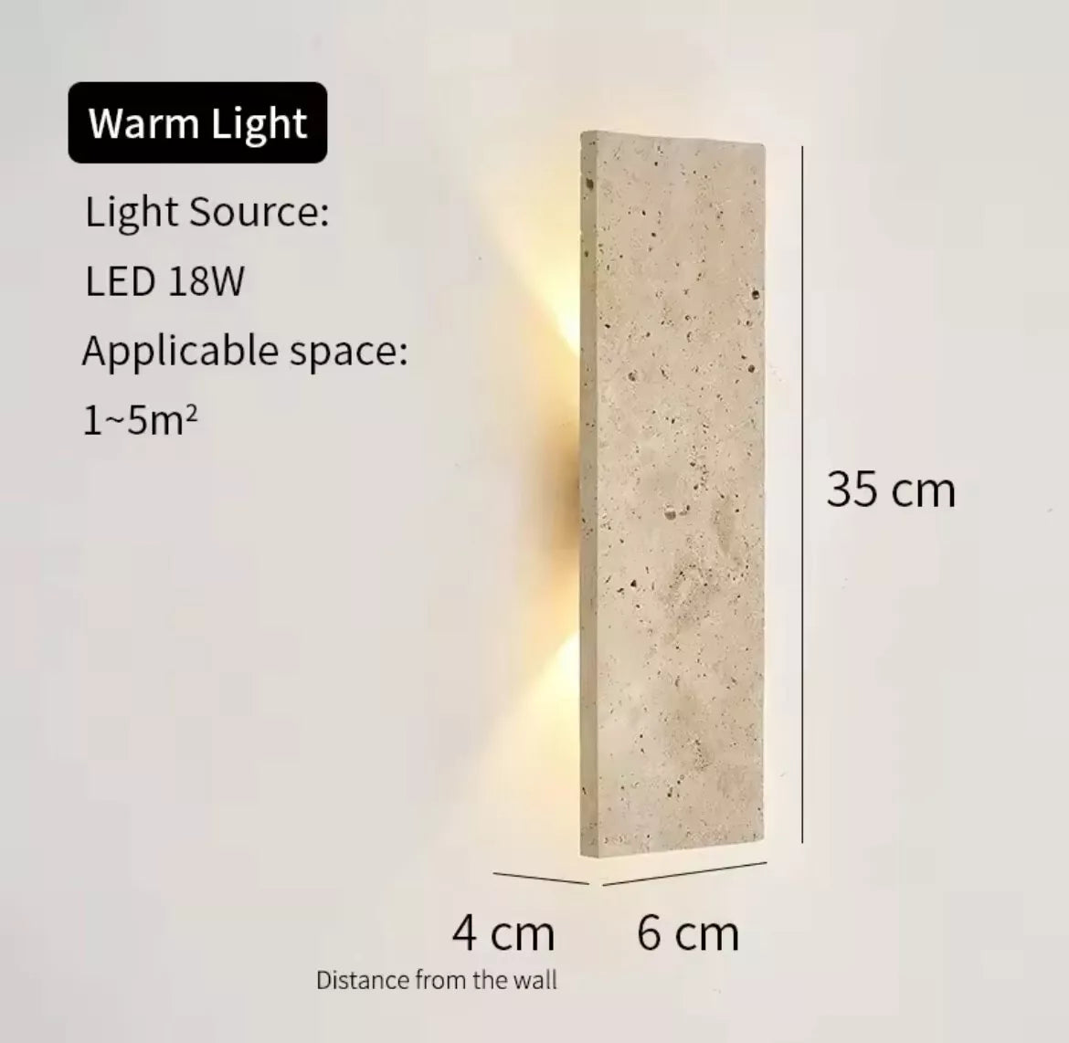 Natural Stone Rectangular Outdoor Led Wall Light - Warm White