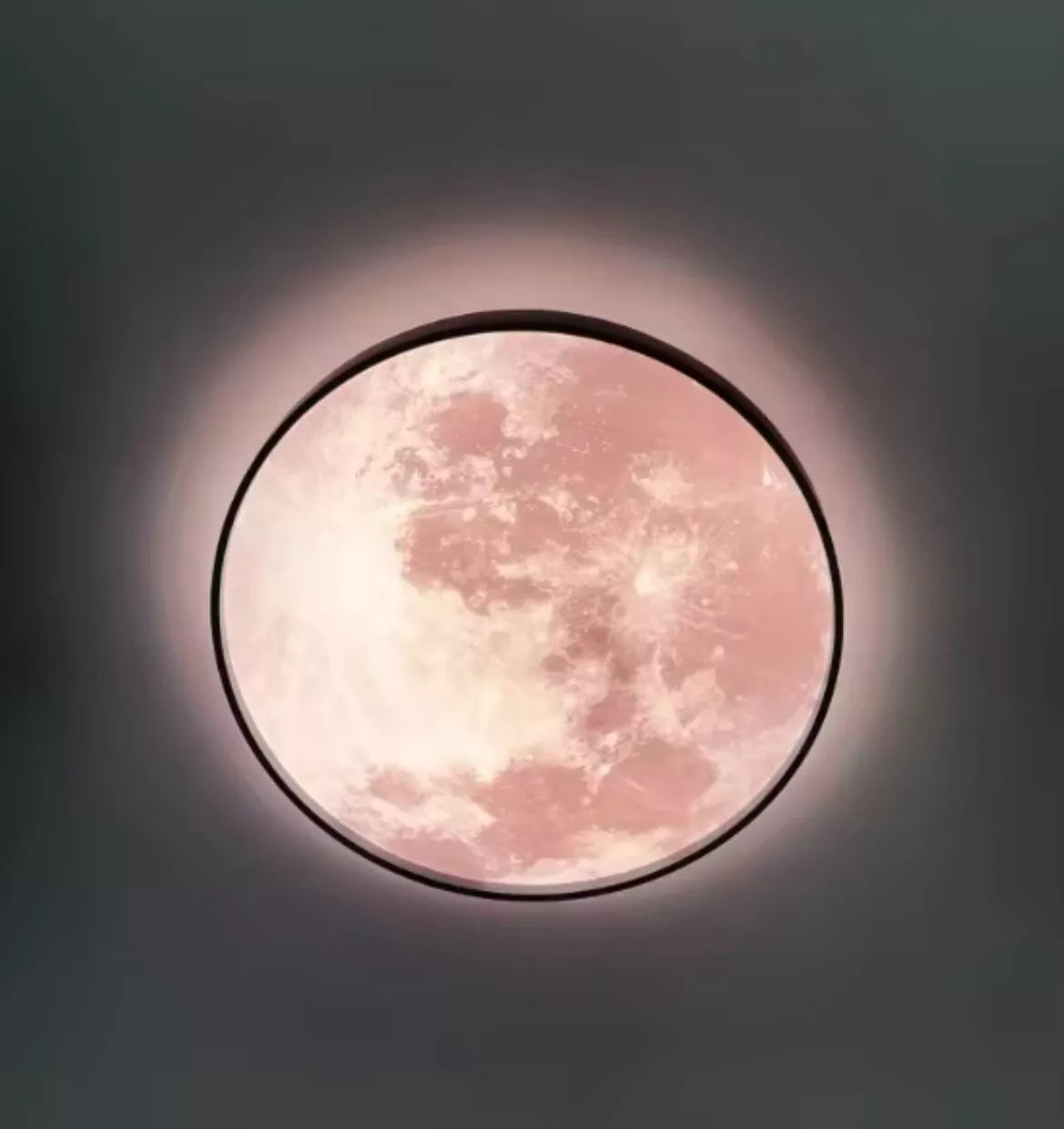 Round Nordic Moon Style Flush LED Ceiling Light - Black/White