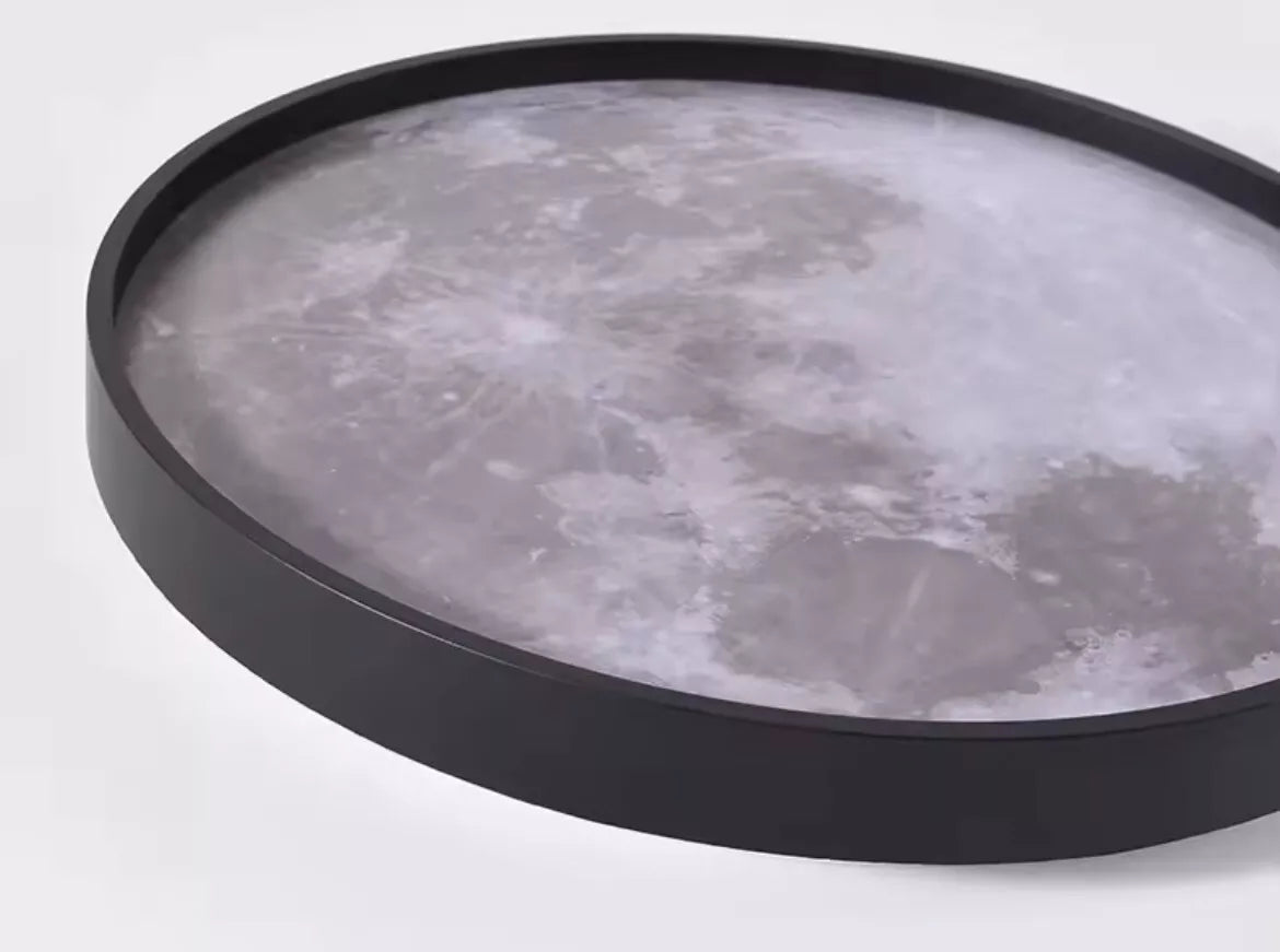 Round Nordic Moon Style Flush LED Ceiling Light - Black/White