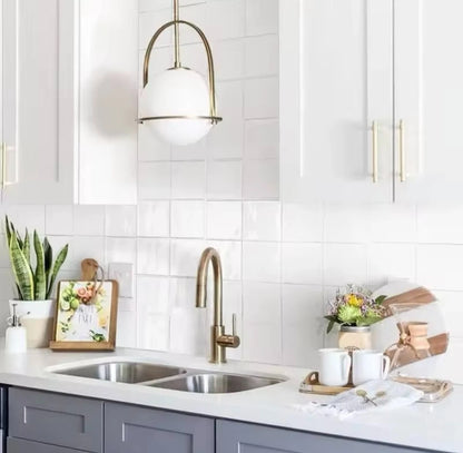 Nordic Hanging Gold Single Pendant Light With Opal Glass Ball Globe