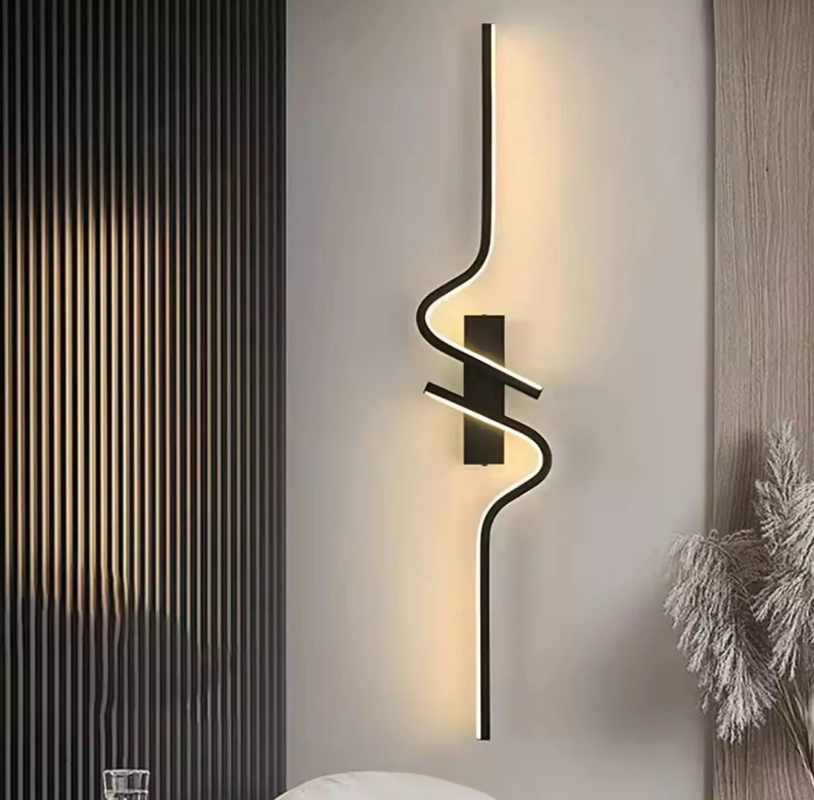 Decorative Modern Large Black LED Wavey Wall Light
