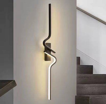 Decorative Modern Large Black LED Wavey Wall Light