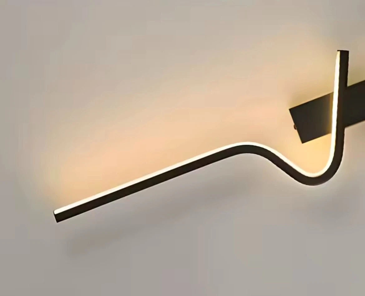Decorative Modern Large Black LED Wavey Wall Light