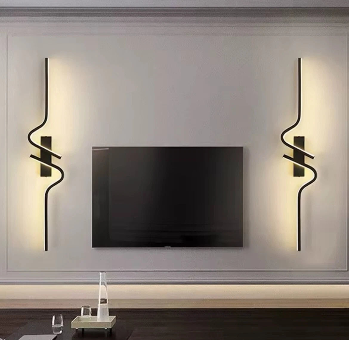 Decorative Modern Large Black LED Wavey Wall Light
