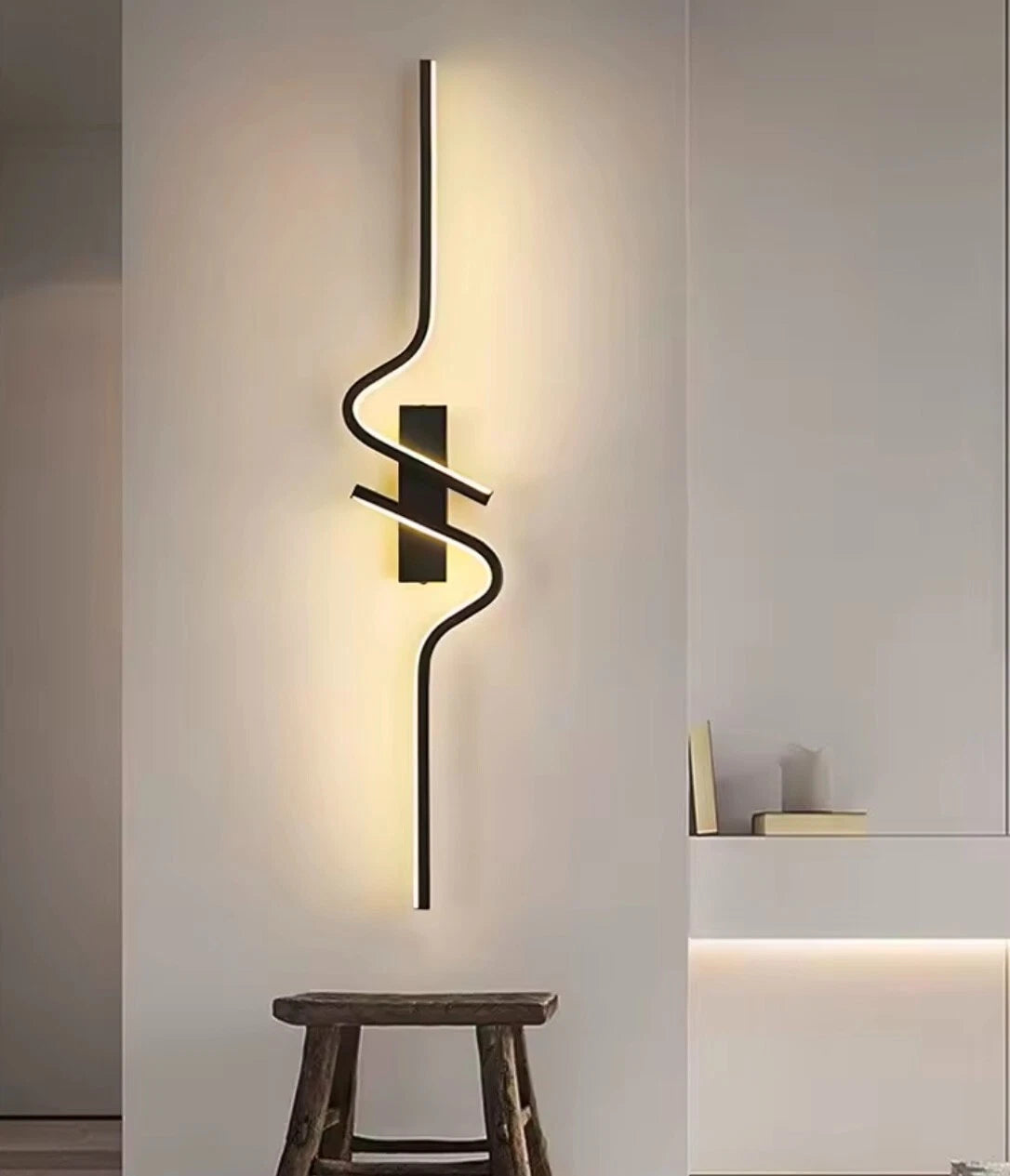 Decorative Modern Large Black LED Wavey Wall Light