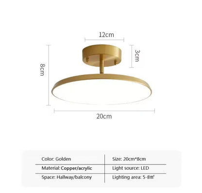 Nordic Semi Flush Modern Round LED Ceiling Light In Black Or Gold