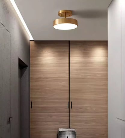 Nordic Semi Flush Round Tilt Adjustable LED Ceiling Light - Black Or Gold