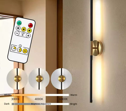 2 Pack Of Wireless Rechargeable LED Wall Lights Slim Linear Stick With Remote 80cm