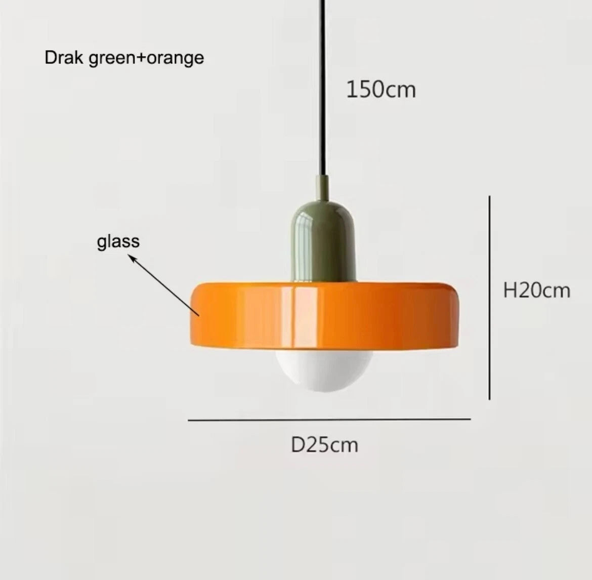 Nordic Retro Glass Single Pendant Light Fitting -