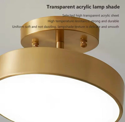 Nordic Semi Flush Round Tilt Adjustable LED Ceiling Light - Black Or Gold