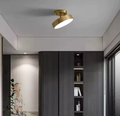 Nordic Semi Flush Round Tilt Adjustable LED Ceiling Light - Black Or Gold