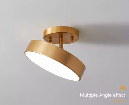 Nordic Semi Flush Round Tilt Adjustable LED Ceiling Light - Black Or Gold