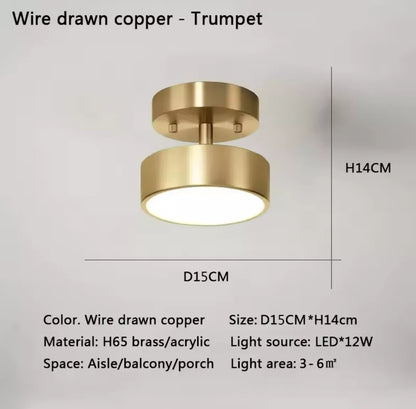 Nordic Semi Flush Round Tilt Adjustable LED Ceiling Light - Black Or Gold