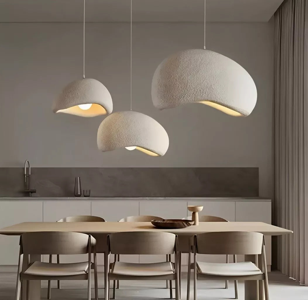 Nordic Wabi Sabi Pendant Light E27 LED Stone Hanging Light 30/40/50/60cm - White Or Grey