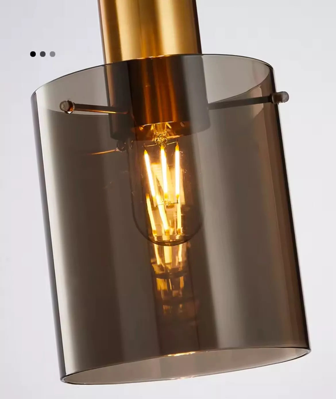 Modern Led Glass Single Pendant Light In Gold Complete With Smoked Glass Shade - 1 Piece