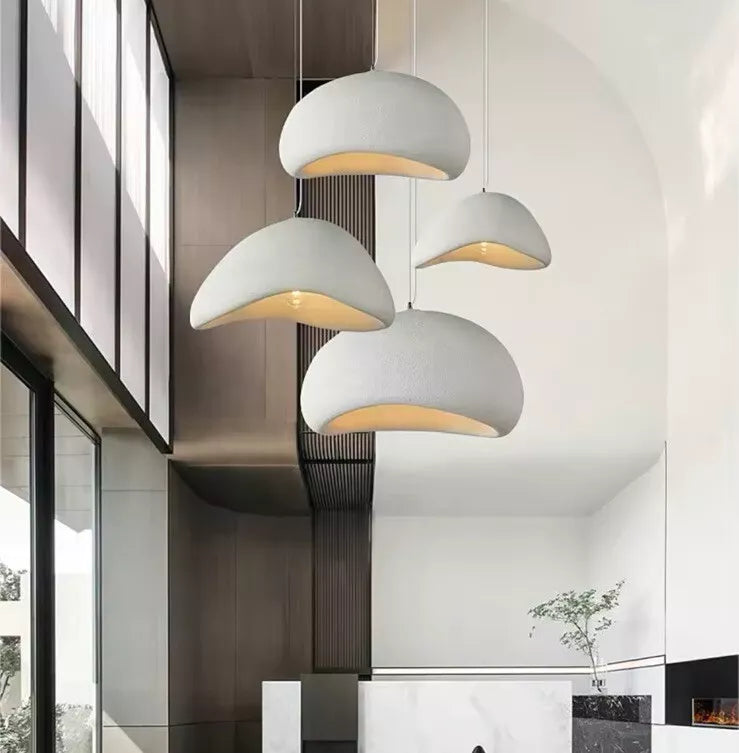 Nordic Wabi Sabi Pendant Light E27 LED Stone Hanging Light 30/40/50/60cm - White Or Grey