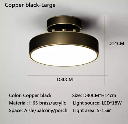 Nordic Semi Flush Round Tilt Adjustable LED Ceiling Light - Black Or Gold