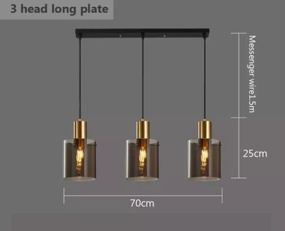 Modern Glass 3 Light Bar Pendant Light In Gold With Smoked Glass Shades For Kitchen Island