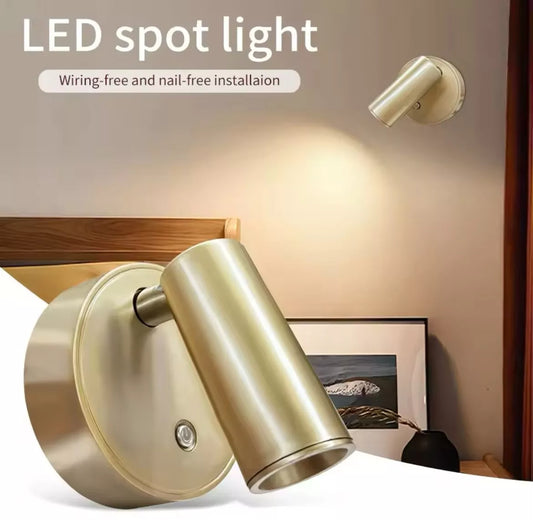 Wireless Rechargeable Led Touch Adjustable Bedside Wall Light - Black/White/Gold